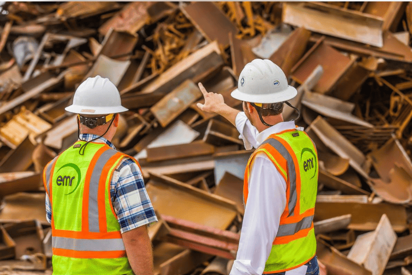 Segregated ferrous and non-ferrous scrap prepared for metal recycling