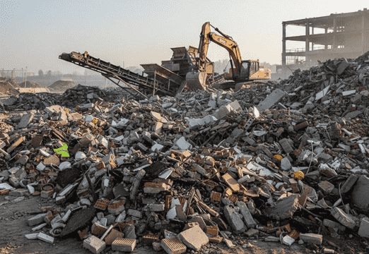 Engineer assessing a reinforced concrete structure before demolition
