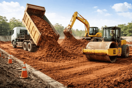 Barricaded excavation site with safety controls in Dubai