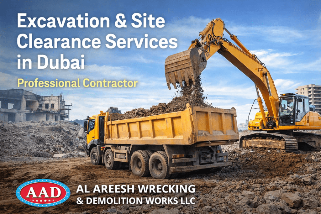 Professional excavation and site clearance services in Dubai executed with modern machinery and strict safety standards. Trusted demolition contractor delivering efficient ground preparation for residential and commercial projects. #ExcavationDubai #SiteClearance #DemolitionDubai #ConstructionUAE #DubaiProjects #BuildingDemolition