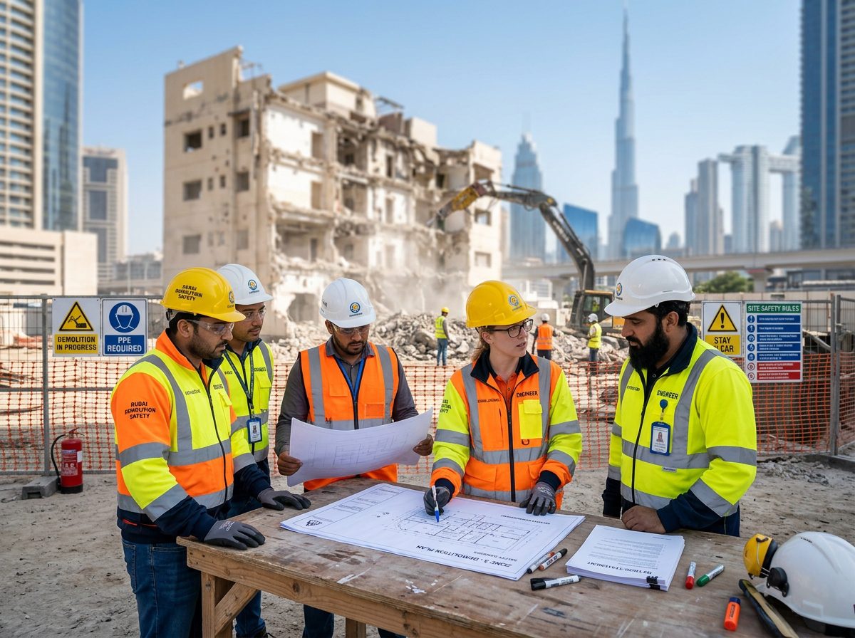 Demolition site planning and safety preparation