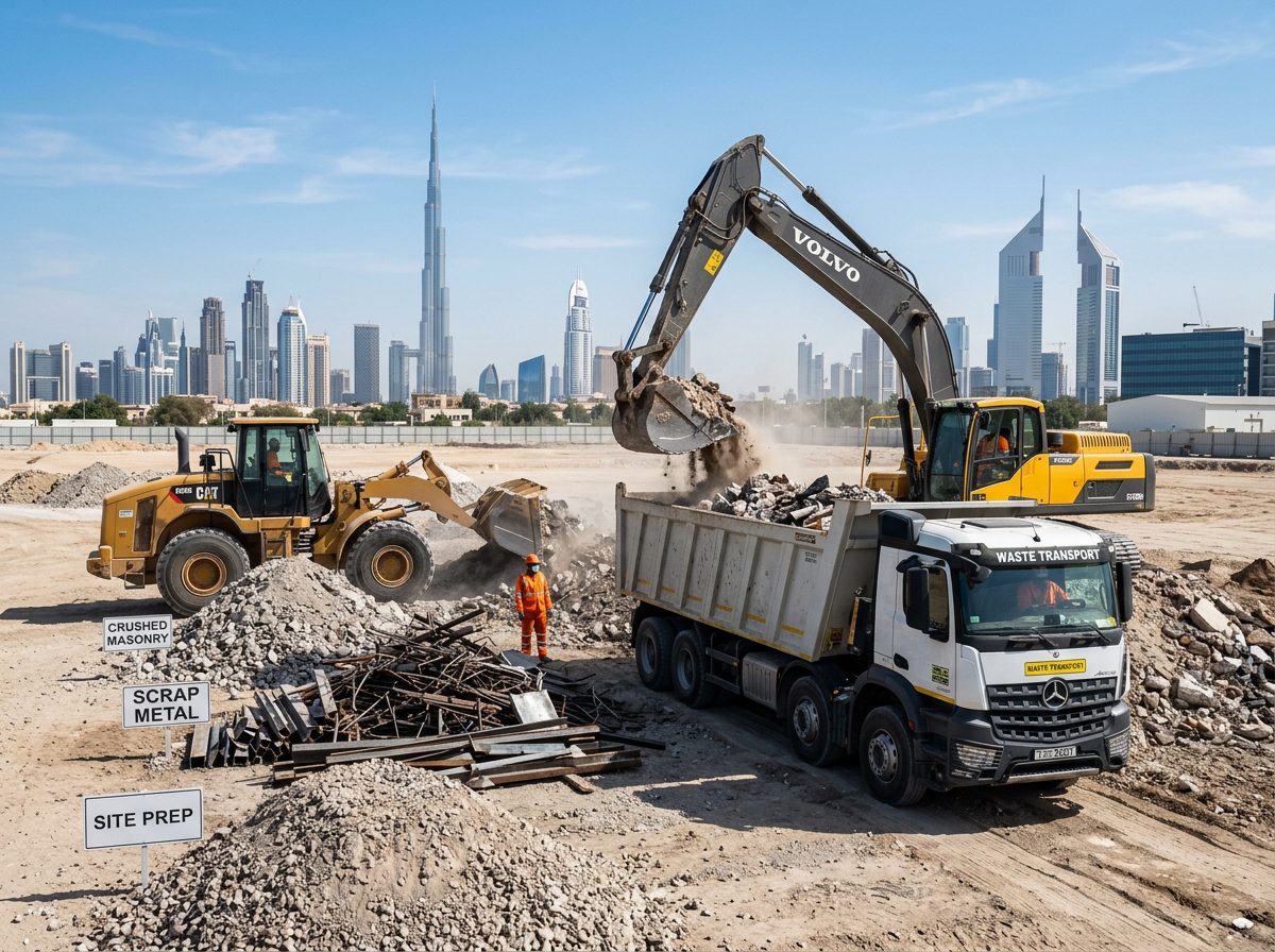 Demolition debris management and site clearance after building demolition