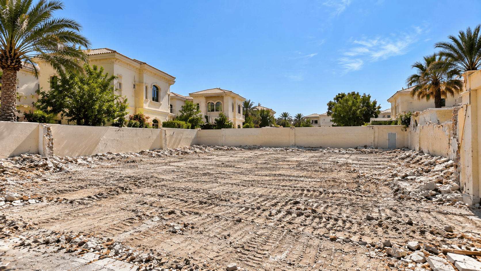 Cleared plot prepared for the next construction stage