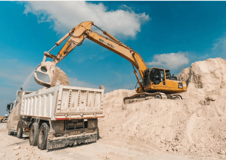 Excavator carrying out excavation works at a site in Dubai