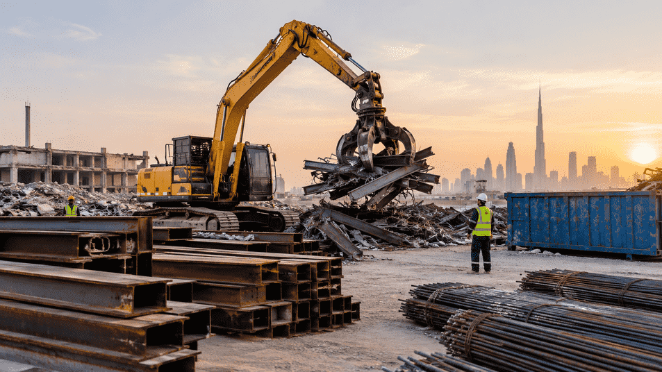 Segregated steel and scrap recovered after structural dismantling